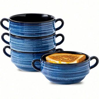 Stoneware Soup Bowls with Dual Handles for Everyday Use