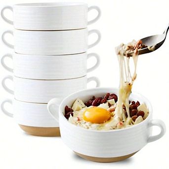 Stoneware Soup Bowls with Dual Handles for Everyday Use
