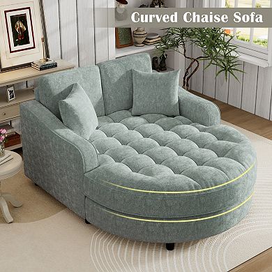 Merax 55" Modern Chaise Lounge Sofa Bed Upholstered Sofa Couch