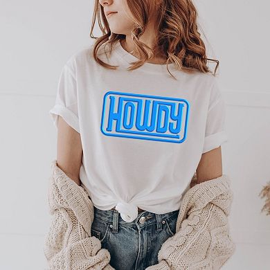 Howdy Square Puff Print - Youth Short Sleeve Graphic T-Shirt