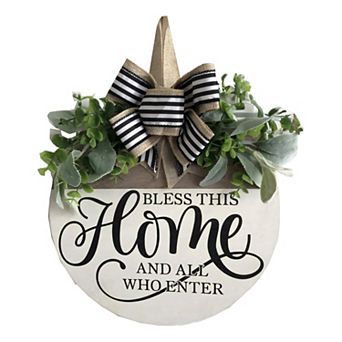 Welcome Sign Rustic Round Wood Wreath Wall Hanging Outdoor Decor for Front Door: Perfect for Home