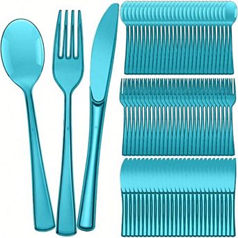 150 pc Disposable Cutlery Set 50 Forks 50 Knives 50 Spoons for Parties