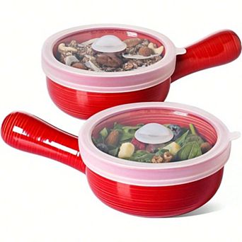 Silicone Lidded Soup Bowls Microwave & Oven Safe, Dishwasher Safe, Stackable