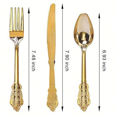 100 Piece Plastic Cutlery Set - Food Grade, Durable, Elegant for Events