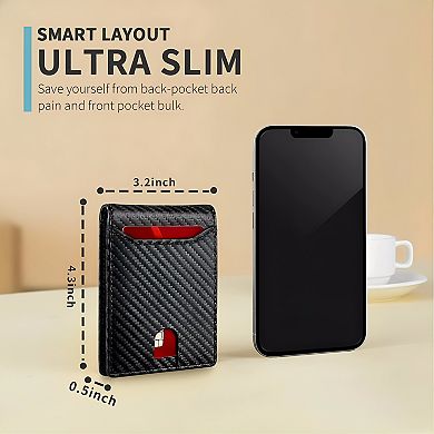 ZUQIETA Men's Slim Leather RFID-Blocking Bifold Wallet - 11 Card Slots & Front Pocket Design