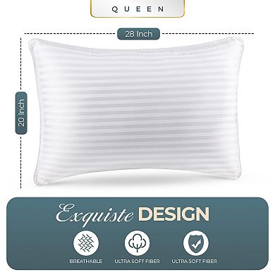 Set of 2 Soft Queen Size Down Alternative Pillows: Plush, Breathable, Supportive for Side Sleepers