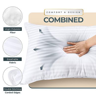 Set of 2 Soft Queen Size Down Alternative Pillows: Plush, Breathable, Supportive for Side Sleepers
