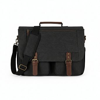 ZUQIETA 15.6Water-Resistant Canvas Laptop Messenger Bag for Men - Briefcase for Work & College