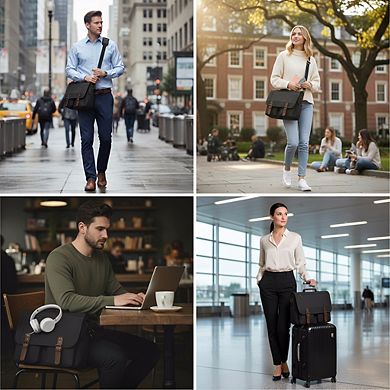 ZUQIETA 15.6Water-Resistant Canvas Laptop Messenger Bag for Men - Briefcase for Work & College
