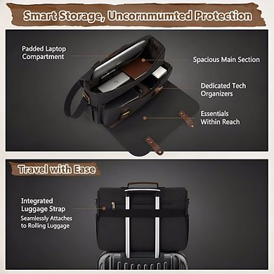 ZUQIETA 15.6Water-Resistant Canvas Laptop Messenger Bag for Men - Briefcase for Work & College