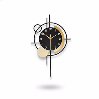 Modern Silent Quartz Wall Clock with Pendulum: Stylish Decor for Living Room, Bedroom, Kitchen
