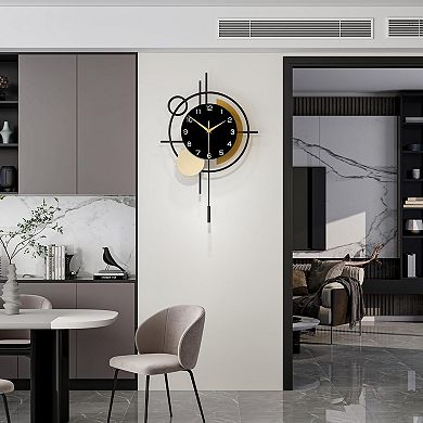 Modern Silent Quartz Wall Clock with Pendulum: Stylish Decor for Living Room, Bedroom, Kitchen