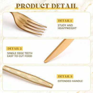 750 Pcs Disposable Gold Plastic Cutlery Set for Parties and Daily Use