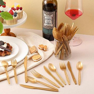750 Pcs Disposable Gold Plastic Cutlery Set for Parties and Daily Use