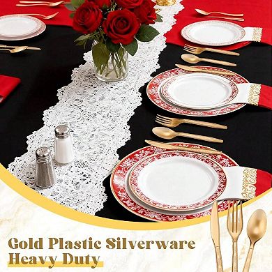 750 Pcs Disposable Gold Plastic Cutlery Set for Parties and Daily Use