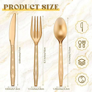 750 Pcs Disposable Gold Plastic Cutlery Set for Parties and Daily Use