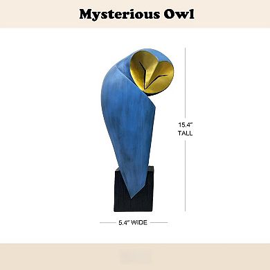 Handmade 15" Owl Statue: Home, Office, Desk, Mantel Decor. Wisdom Symbol, Durable