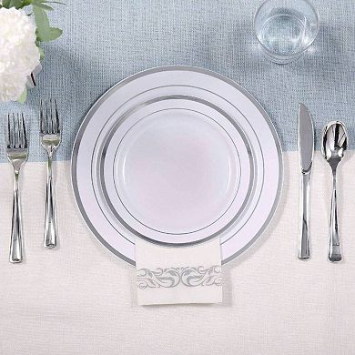 50 Guest Disposable Dinnerware Set - Heavy Duty Plastic Plates, Cutlery, Cups, Napkins
