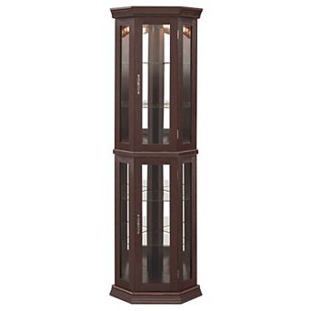 Merax 69.49" LED Lighted Corner Glass Curio Display Cabinet with Adjustable Shelves & Mirrored Back