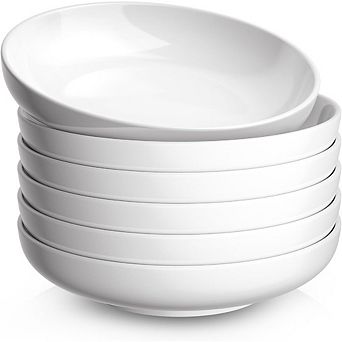 Great Ambitions Set of 6, 35oz Porcelain Pasta Bowls, 8.5" Microwave & Dishwasher Safe