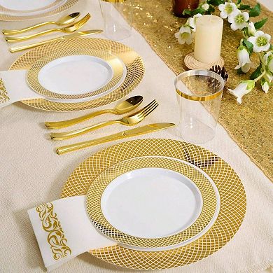 25 Count Disposable Dinnerware Set - Plates, Cutlery, Cups, Napkins