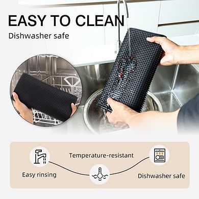Great Ambitions 4pc Black Rubber Bar Mats, 18"x12", Non-Slip Countertop Drying Pads