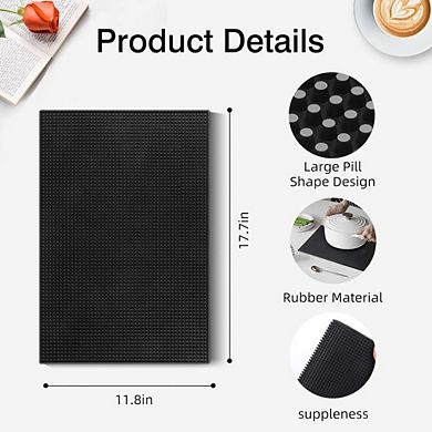 Great Ambitions 4pc Black Rubber Bar Mats, 18"x12", Non-Slip Countertop Drying Pads