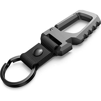 ZUQIETA Heavy Duty Stainless Steel Keychain with Bottle Opener & Carabiner Clip - EDC Key Holder