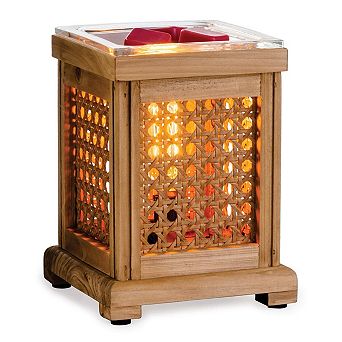 Wood Cane Vintage Bulb Fragrance Warmer: Light-Up for Scented Wax Melts Tarts