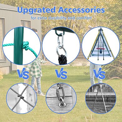 Merax 6 in 1 Swing Set With Climbing Frame, Climbing Net, Glider, Hammock Swing, Belt Swing