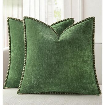 Chenille Soft Throw Pillow Covers 18x18 Set of 2, Farmhouse Velvet Neutral Decorative Pillow Covers