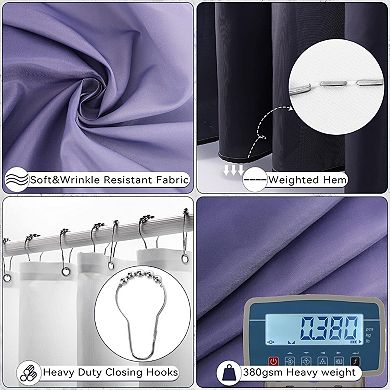 24PC Navy Blue Bathroom Set with Shower Curtain and Rugs, Blue Bathroom Sets Complete