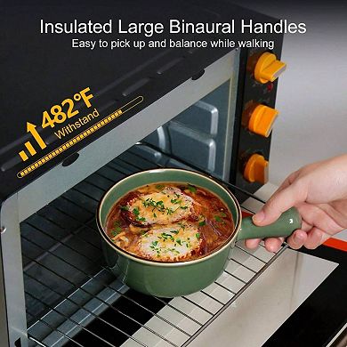 Ceramic Soup Bowls, Handles, Stackable, Oven/Microwave/Dishwasher Safe, Versatile for Diverse Meals