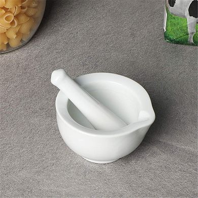 Porcelain Mortar and Pestle 3.3", Small White Herb Grinder Pill Crusher Set