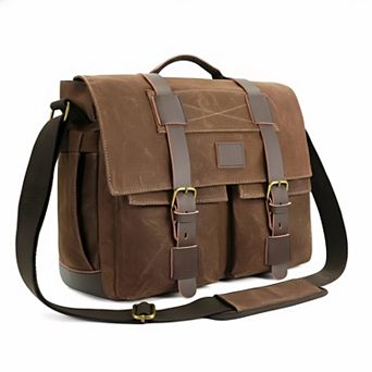 ZUQIETA 14" Waterproof Waxed Canvas Laptop Messenger Bag for Men - Vintage Rugged Shoulder Briefcase
