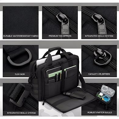 ZUQIETA Tactical Messenger Bag for Men - 14-17.3" Military Laptop Briefcase for Work & Flight