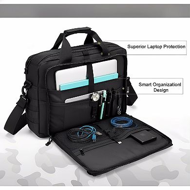 ZUQIETA Tactical Messenger Bag for Men - 14-17.3" Military Laptop Briefcase for Work & Flight