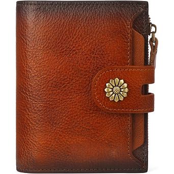 ZUQIETA Women's RFID-Blocking Leather Bifold Wallet - Compact Card Holder with Removable ID Window