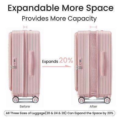 Merax 3Piece Hardside Luggage Set with Laptop Compartment, TSA Lock & 360° Spinner Wheel