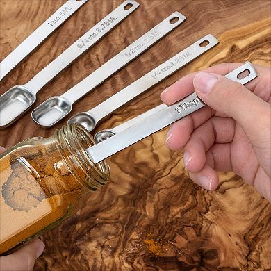 7-Piece Stainless Steel Measuring Spoons Set, Dry/Liquid, Fits Spice Jars
