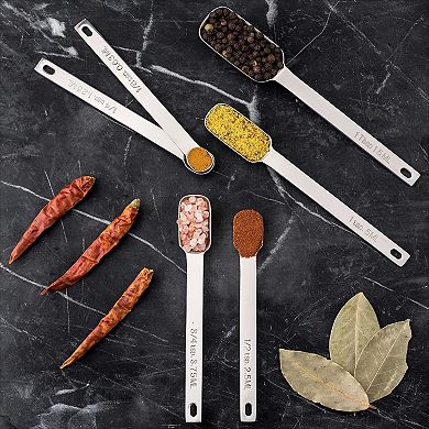 7-Piece Stainless Steel Measuring Spoons Set, Dry/Liquid, Fits Spice Jars