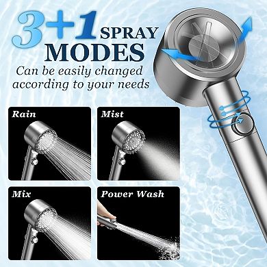 Filtered Shower Head with Handheld, High Pressure 4 Spray Showerhead with Filters