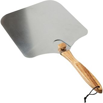 Large Aluminum Pizza Peel 14x16 Inch, Foldable Wood Handle Paddle for Easy Storage Baking