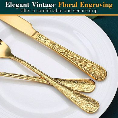 Vintage Floral 30-Piece Stainless Flatware Set for 6