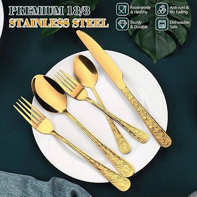 Vintage Floral 30-Piece Stainless Flatware Set for 6