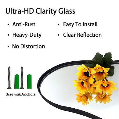 Irregular Asymmetrical Metal Frame Mirror 47"x22" - Decorative Abstract for Living Room, Bathroom