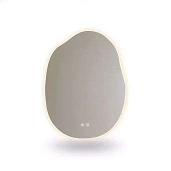 Cloud-Inspired LED Bathroom Mirror: 24x32 Inch, Asymmetrical, Fogless, Dimmable, 3-Color, Horizontal
