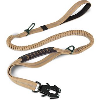 Heavy Duty Tactical Dog Leash 4-6FT, Shock Absorbing Bungee with 2 Padded Handles