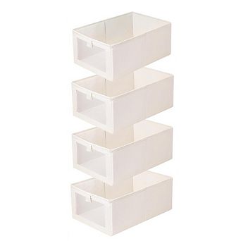 Great Ambitions 4-Pack Foldable Linen Closet Bins with Clear Window for Organizing