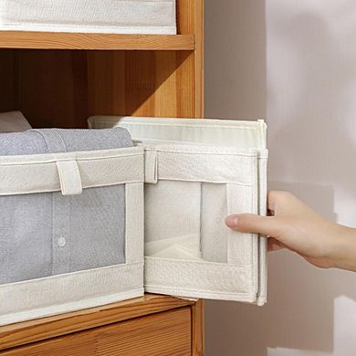 Great Ambitions 4-Pack Foldable Linen Closet Bins with Clear Window for Organizing